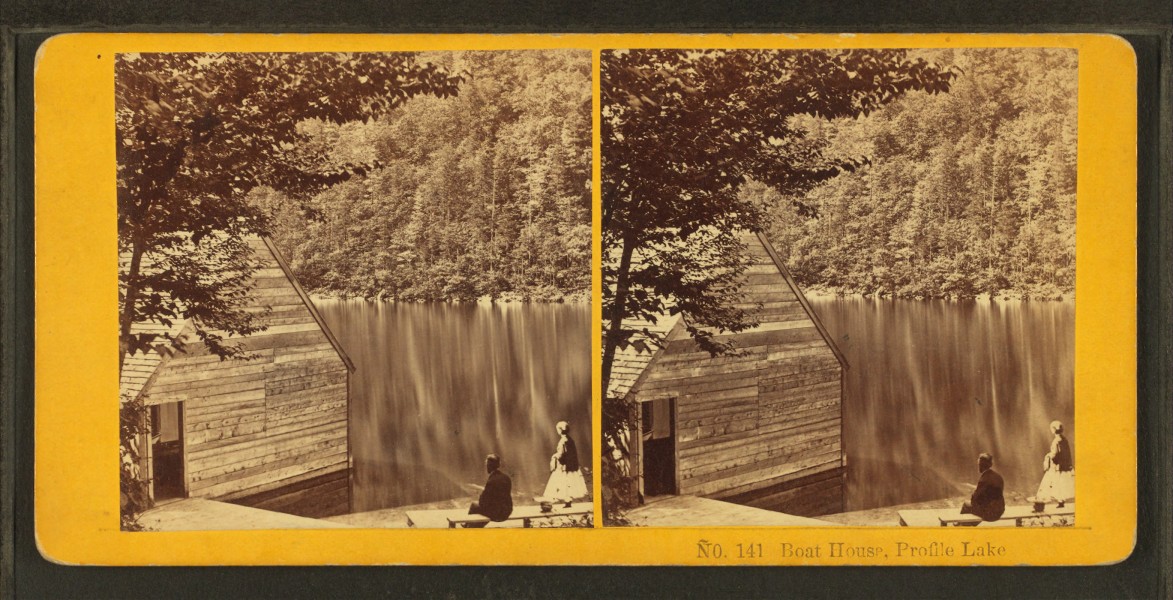 Boat House, Profile Lake, by Kilburn Brothers