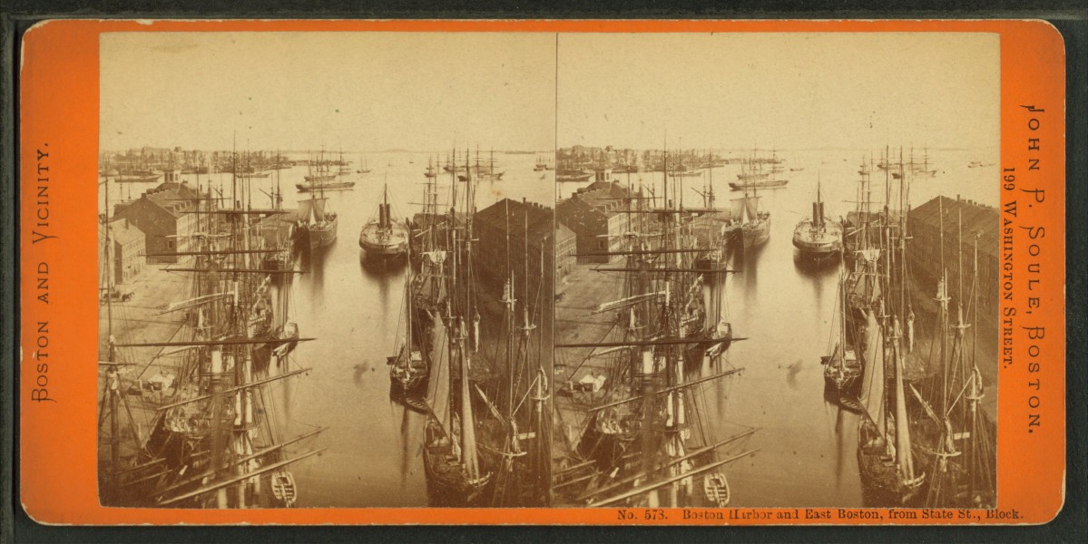 Boston harbor and East Boston from State St. block, by Soule, John P., 1827-1904 2