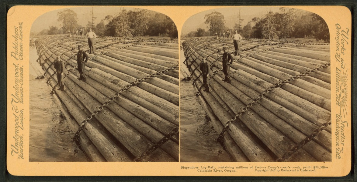 Stupendous Log-raft, containing millions of feet. Columbia River, Oregon, from Robert N. Dennis collection of stereoscopic views 4