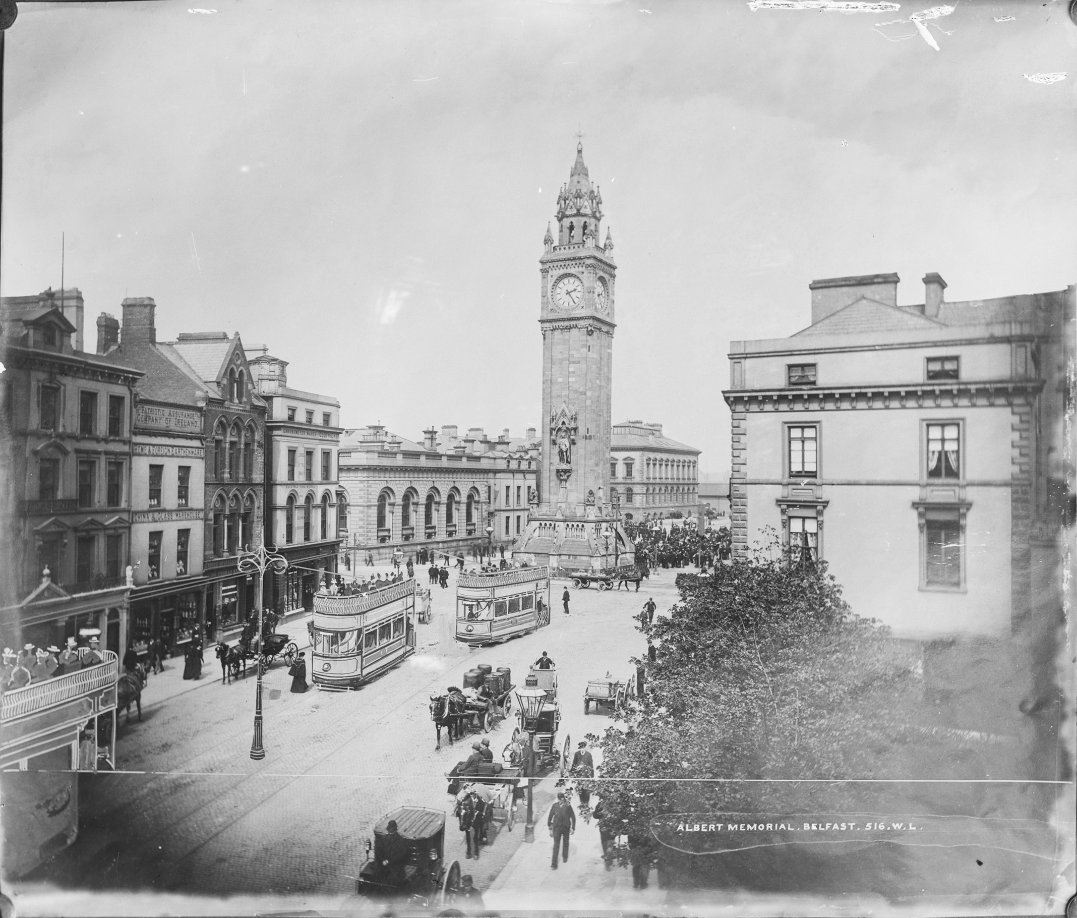 Albert Memorial in Belfast at 14-25 - Now you don't see the horse-drawn trams! (12169634835)