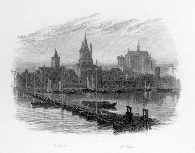 'The old catholic city was still' engraving by William Miller after Birket Foster