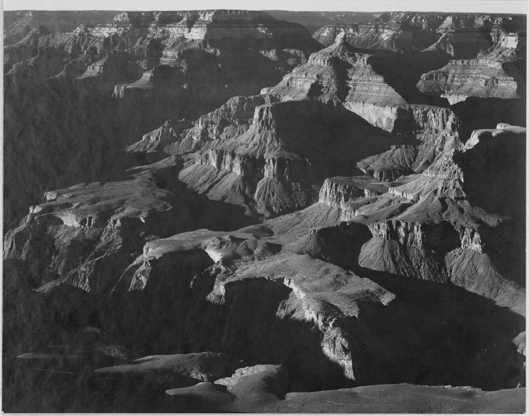 Close in view, looking down toward peak formations, 
