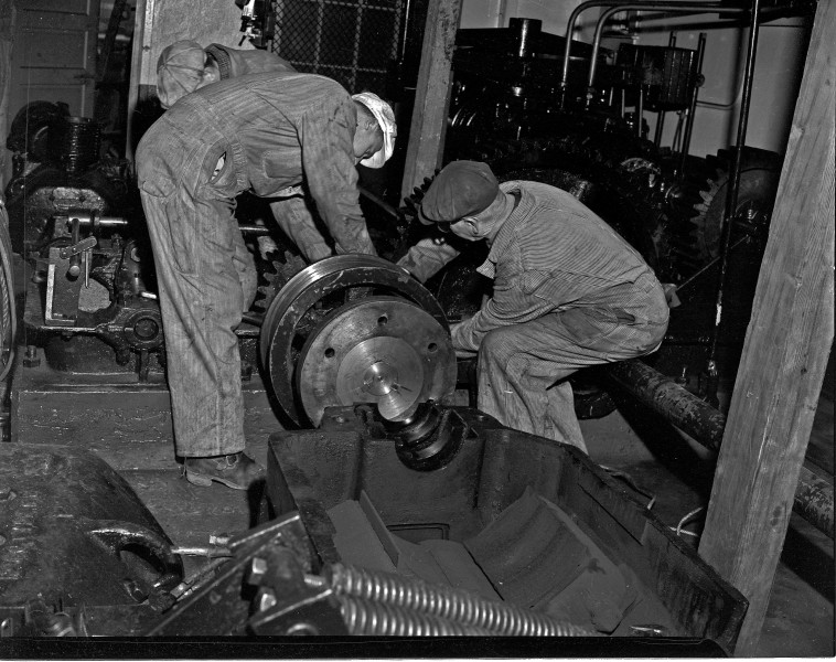 Fremont Bridge workers, Seattle, 1951