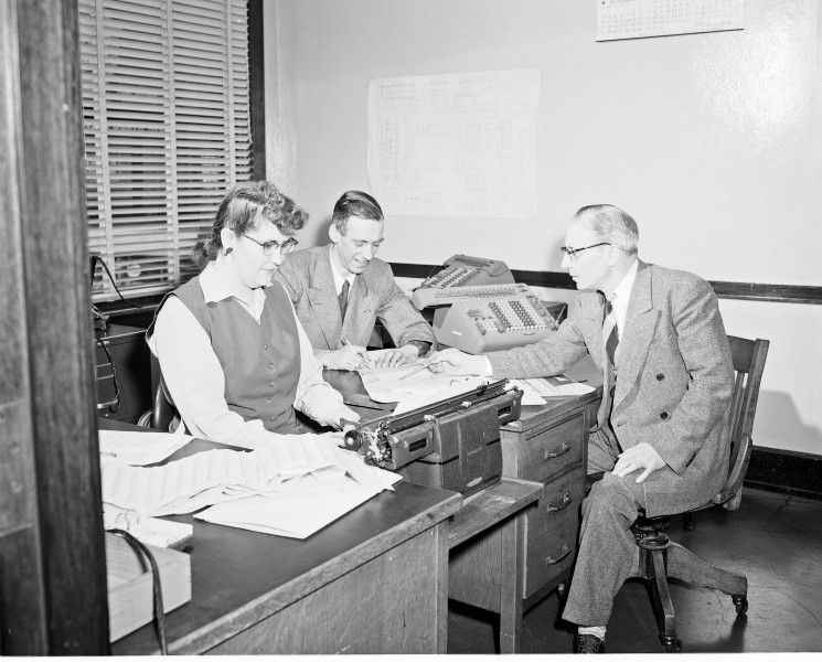 Seattle City Light employees at work, 1954