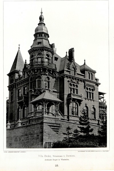 Villa Dicke, Weberstrasse 2, Barmen, Architekt Berger in Wiesbaden, Tafel 23, Kick Jahrgang II