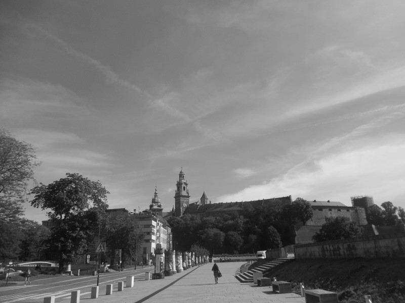 Widok na wzgórze wawelskie od strony hotelu