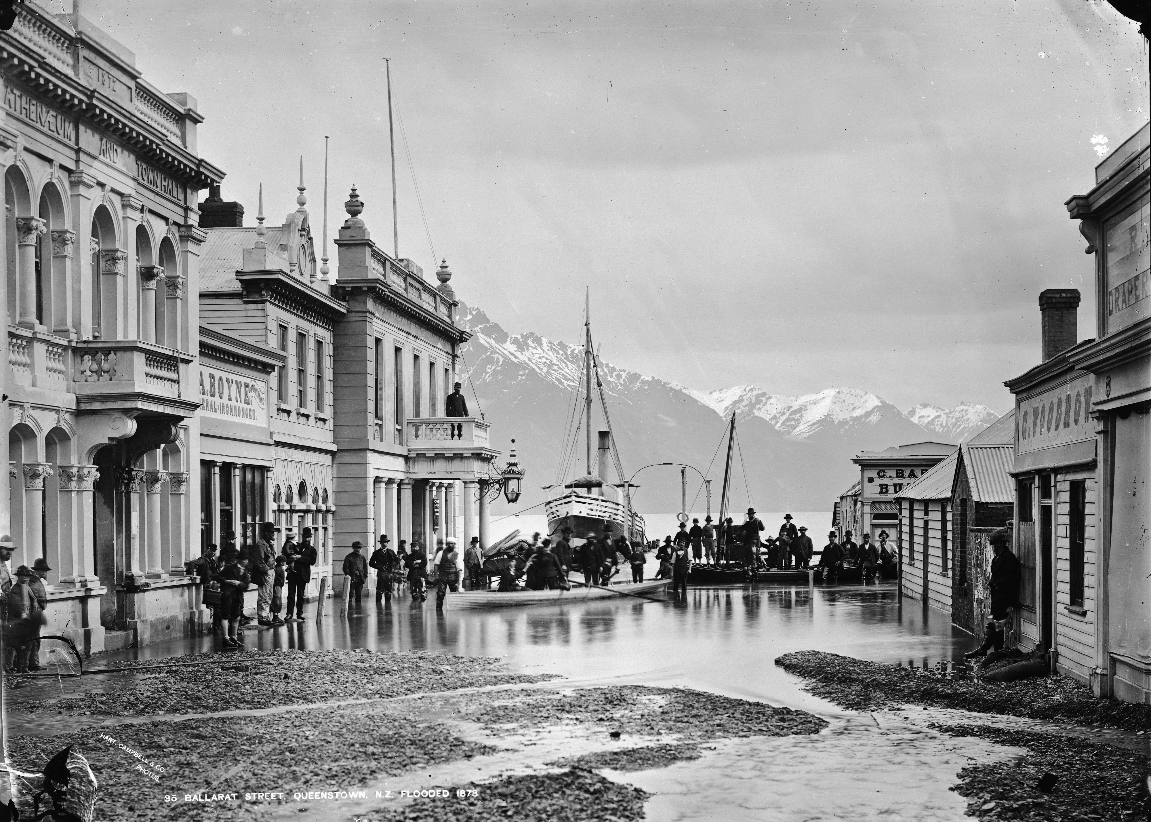 William P. Hart - Ballarat Street, Queenstown, NZ, flooded 1878 - Google Art Project
