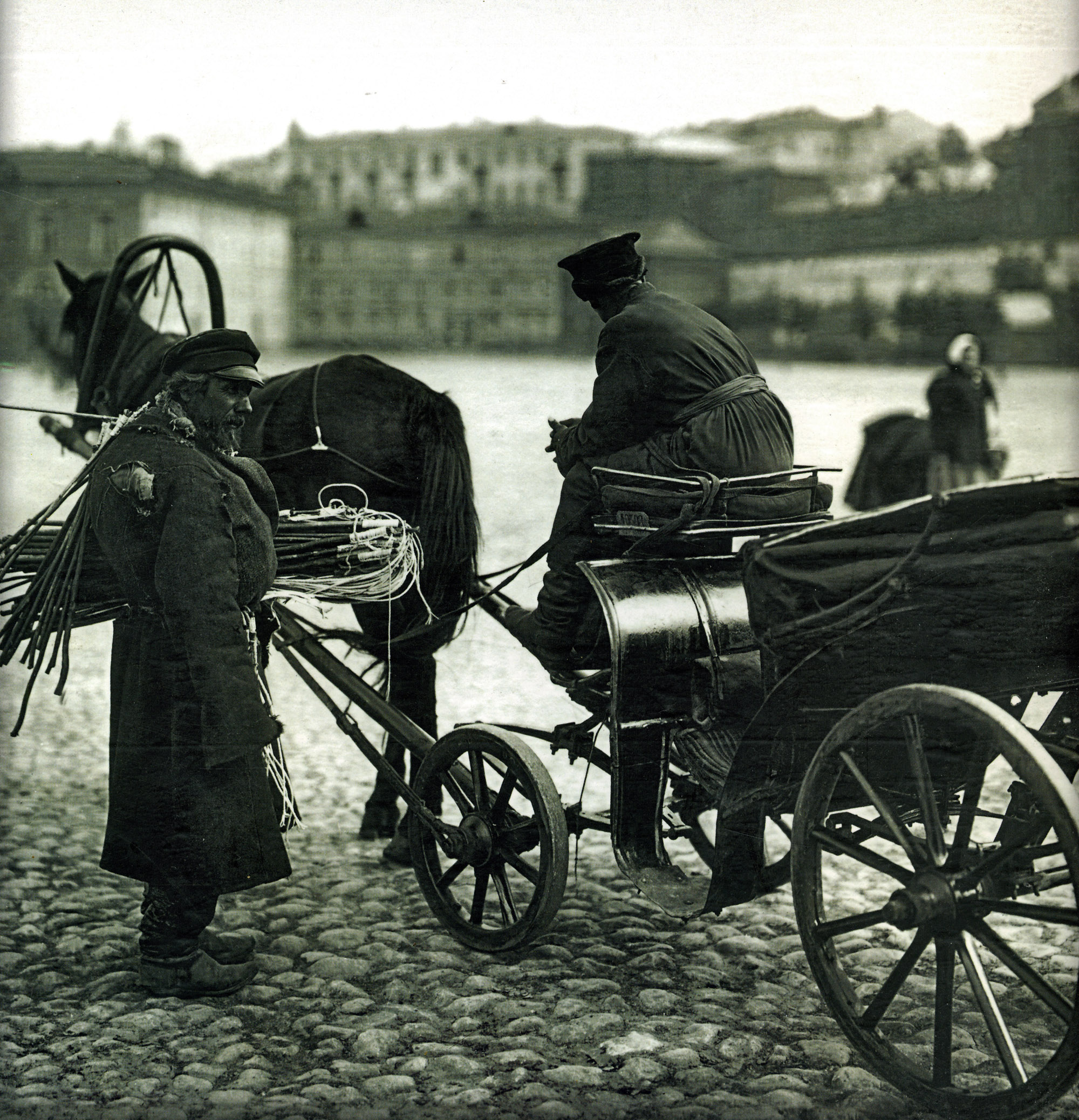 Coachman and whip seller, 1896