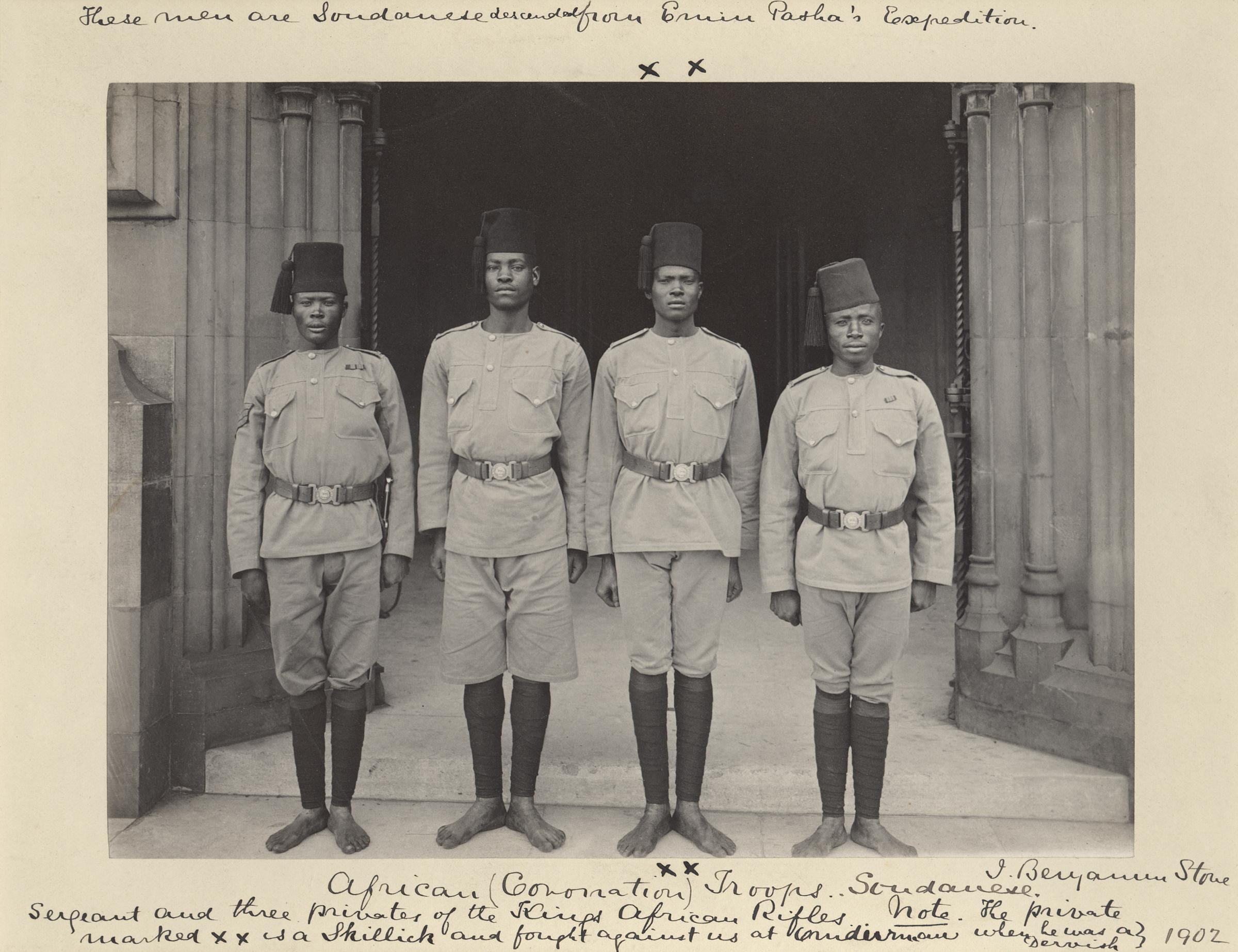 Four soldiers of King Edward VII's African Rifles by Sir (John) Benjamin Stone