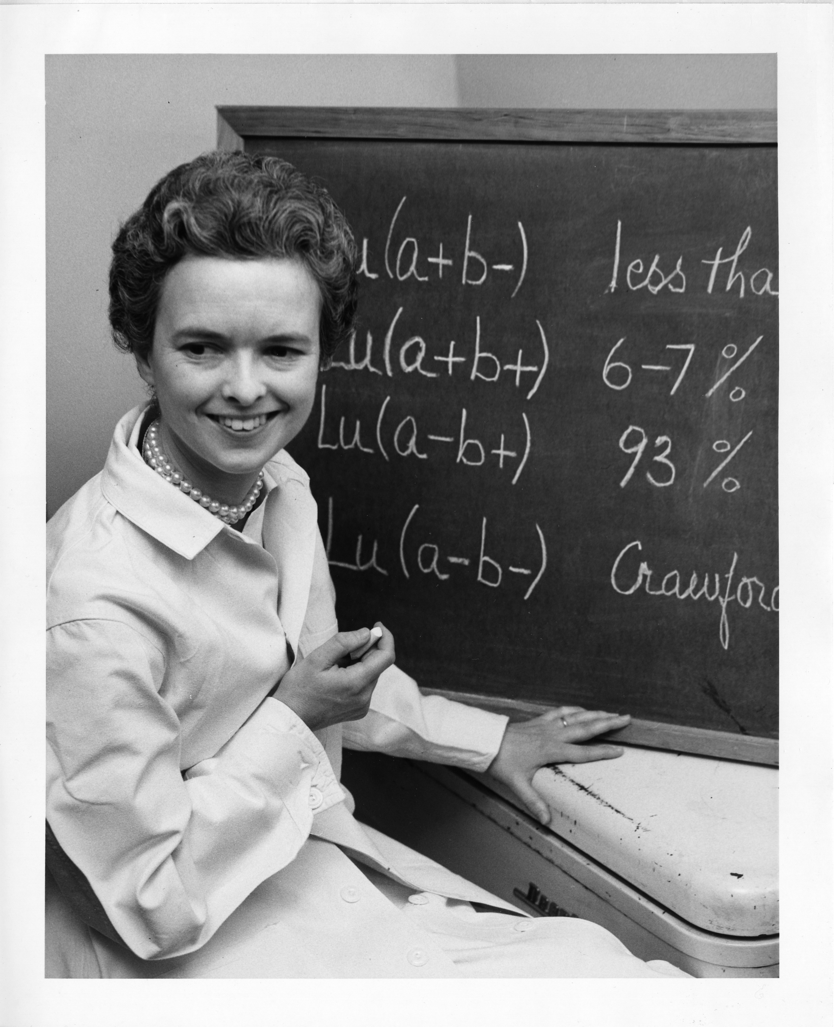 Mary N. Crawford, shown sitting next to blackboard (3321962495)