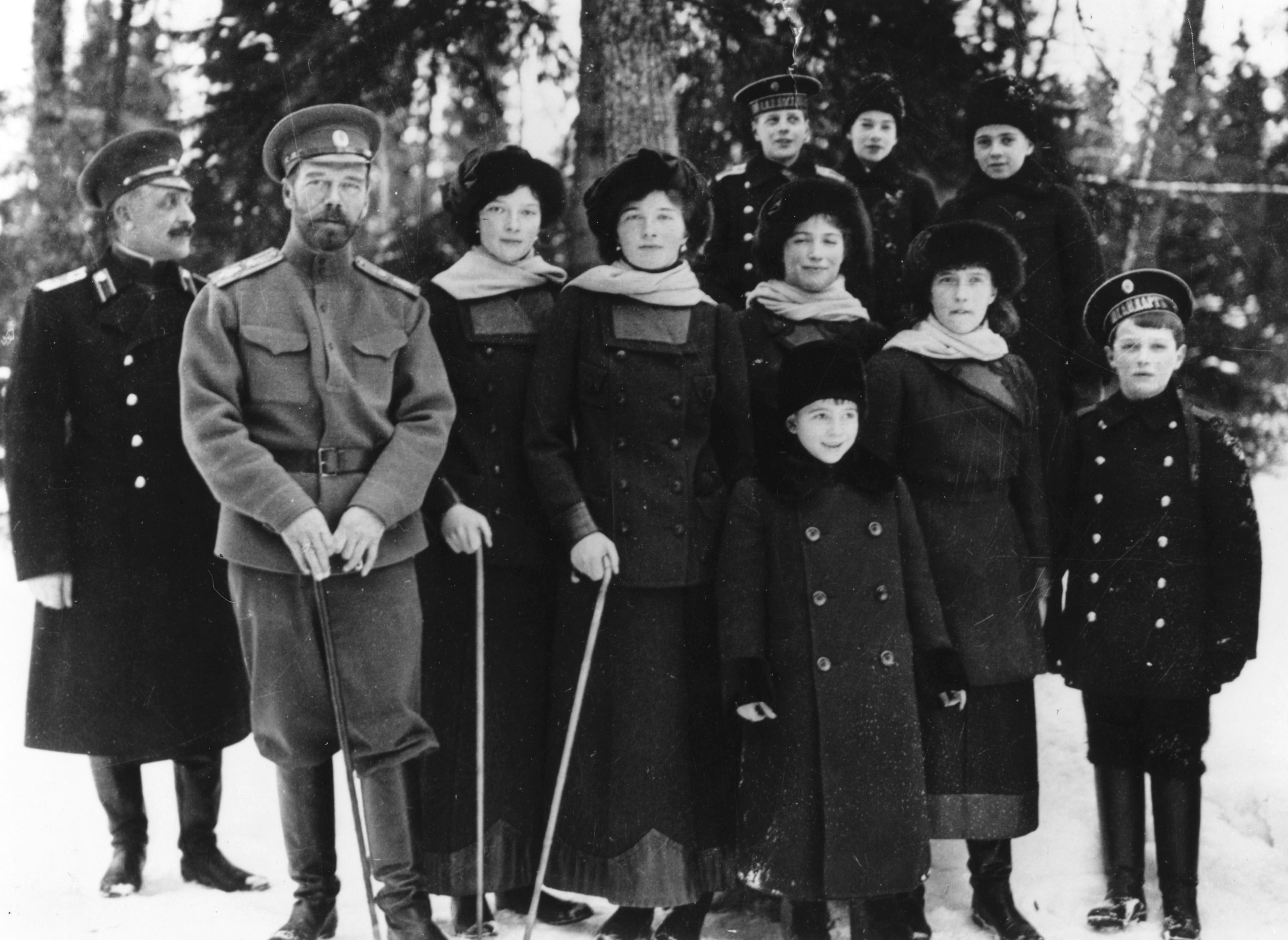 Nicholas II with his children and nephews