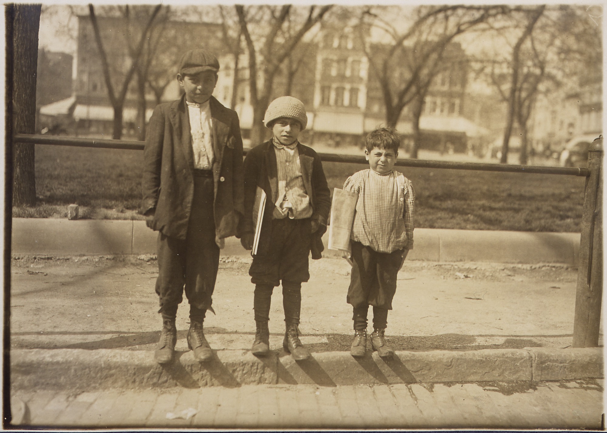 Photograph of Louis Gabriel (13 years old) and brother Eddie (10 years old) and Johnnie (7 years old) - NARA - 306617
