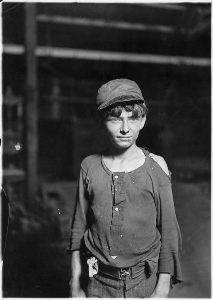 A typical glass works boy, night shift. Said he was 16 years old. 1 A.M. Indiana. - NARA - 523081