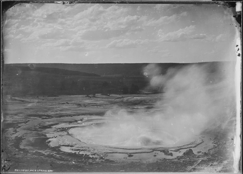 Boiling sulphur spring, at Crater Hills on the Yellowstone, ten miles above the falls. - NARA - 516701