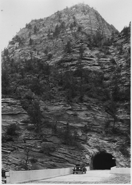 East Portal of Zion Tunnel with approach bridge. - NARA - 520400