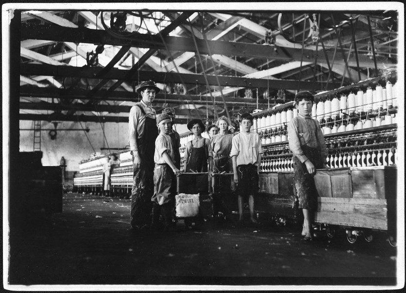 Group of doffers and spinners working in Roanoke Cotton Mills. I counted 7 apparently under 14 and 3 under 12 years... - NARA - 523432