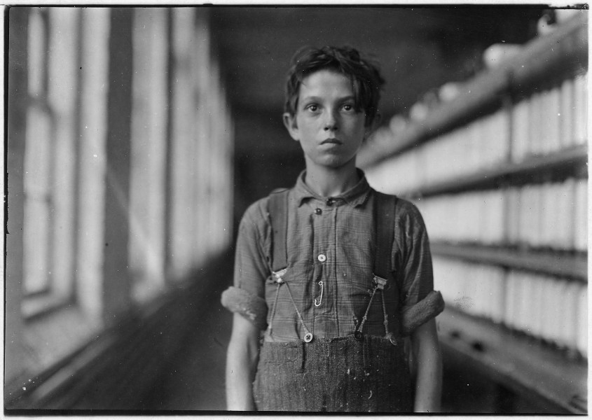Jo Bodeon, a back-roper in mule room. Chace Cotton Mill. Burlington, Vt. - NARA - 523192