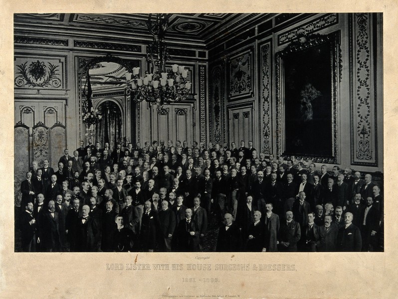 Joseph Lister, Baron Lister with his house surgeons and dres Wellcome V0028630