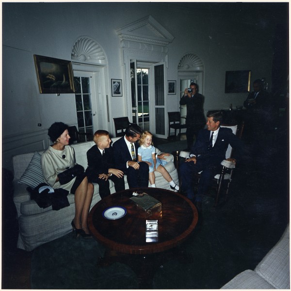 Meeting with Astronaut Schirra and family. Mrs. Schirra, Walter Schirra III, Cmdr. Walter M. Schirra, Suzanne... - NARA - 194216