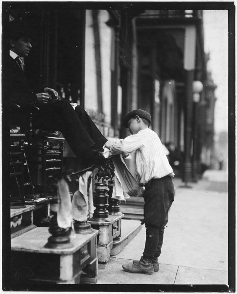 Michael Mero, Bootblack, 12 years of age, working one year of own volution. Don't smoke. Out after 11 P.M. on May 21.... - NARA - 523311