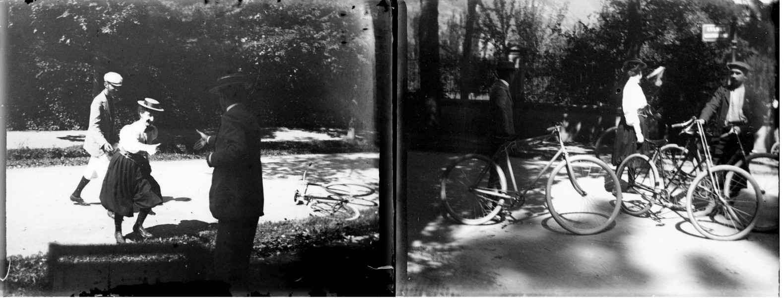 Mlle Babion, G. Compayre, Henri, à bicyclette, Luchon, 4 septembre 1895. Série A. Hanau n° 9, TRU C 25 - Fonds Trutat
