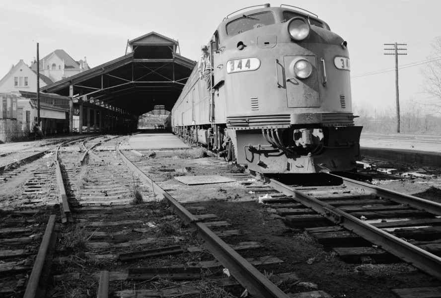 Montgomery Union Station trainshed with locomotive