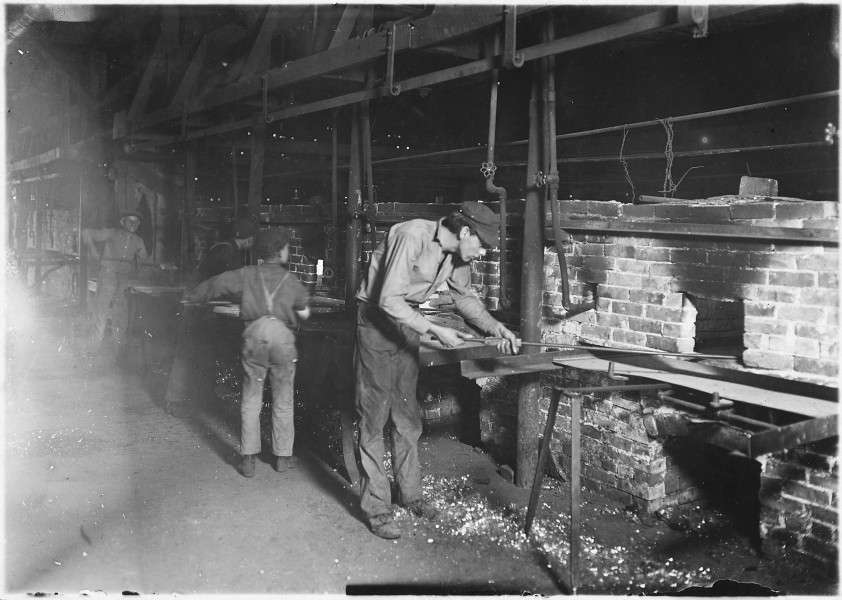 Putting bottles into the Annealing Oven. 1 A.M. Indianapolis, Ind. - NARA - 523080
