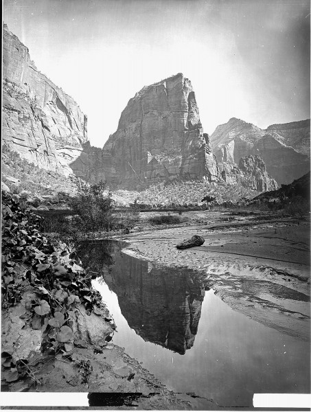 Reflected tower, Rio Virgin, Utah. 