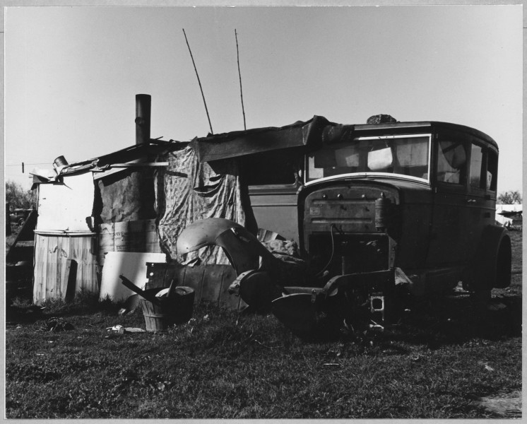 Sacramento, California. Close-up of one of 125 living units in squatter camps.... The dismantled aut . . . - NARA - 521732