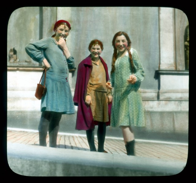Saint Petersburg. Hermitage (the New Hermitage) girls outside the museum
