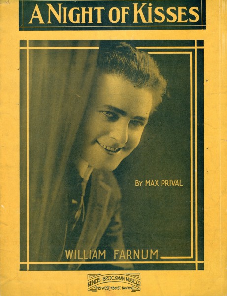 Sheet music cover - A NIGHT OF KISSES (1919)