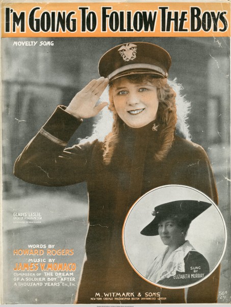Sheet music cover - I'M GOING TO FOLLOW THE BOYS - NOVELTY SONG (1917)