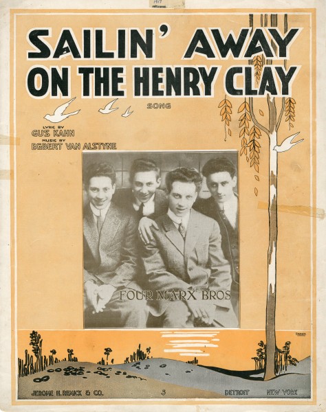 Sheet music cover - SAILIN' AWAY ON THE HENRY CLAY - SONG (1917)