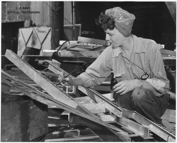 Sue Protruck, a women worker in shipfitters shop , US Navy Yard, Mare Island, CA.