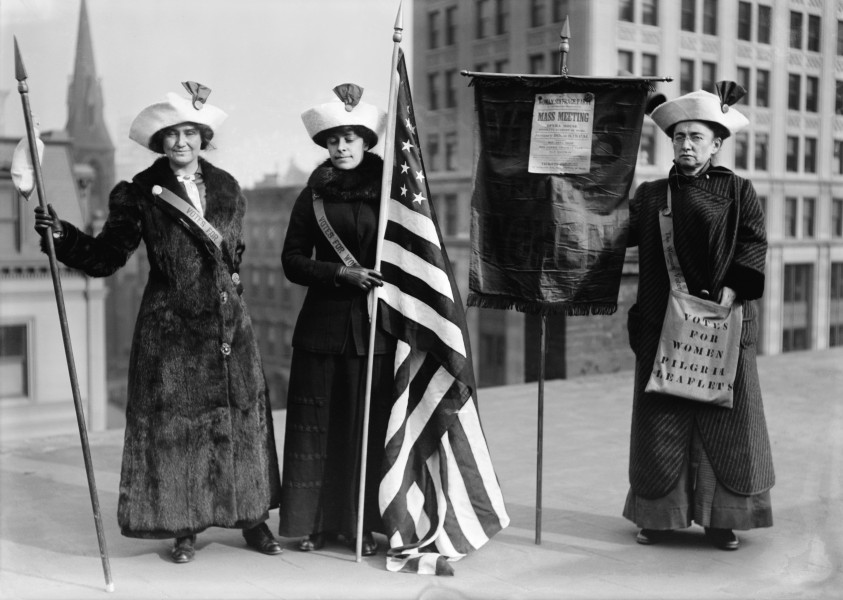 The Library of Congress - (Suffragettes with flag) (LOC)