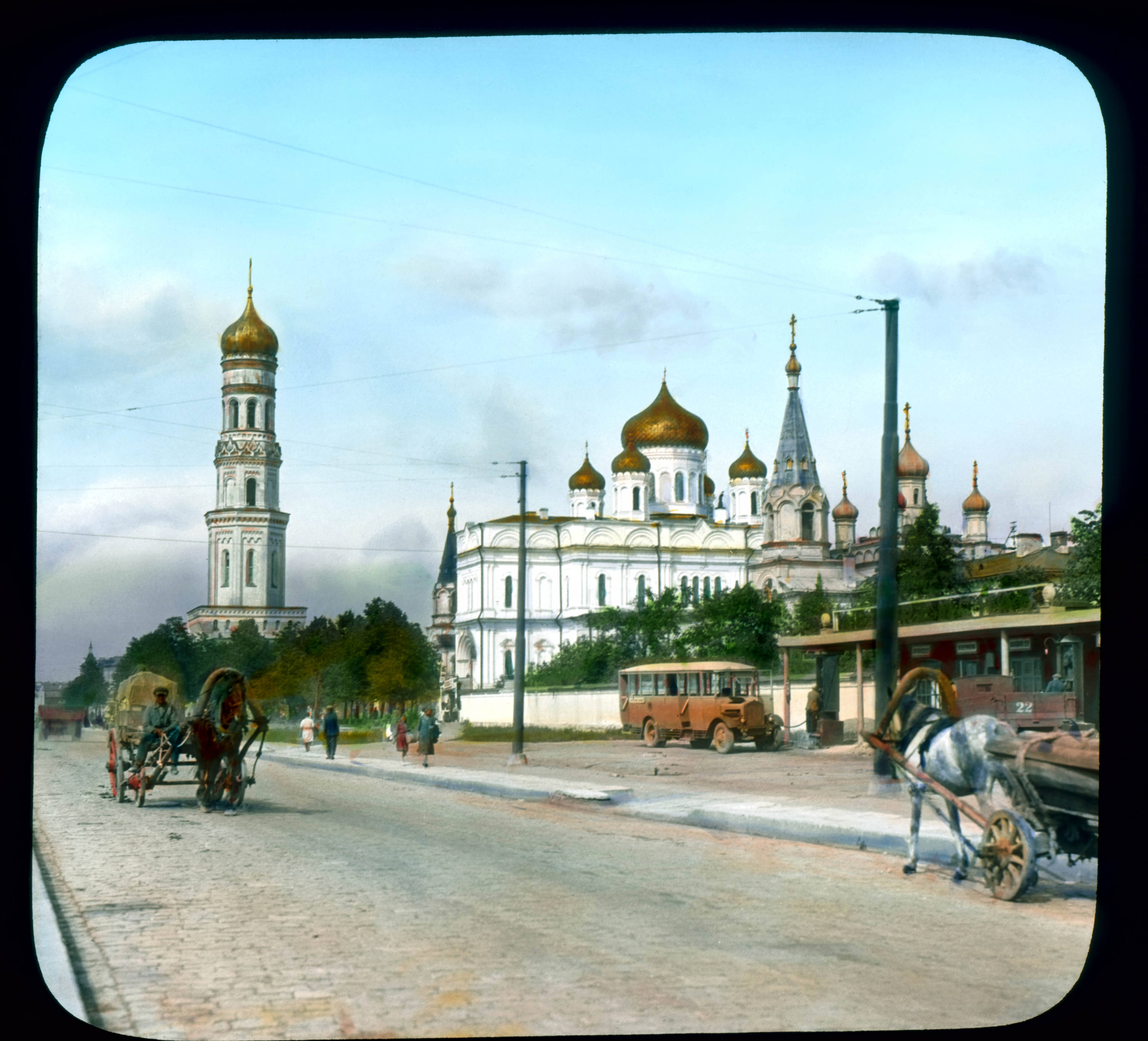 Saint Petersburg. Moskovsky Avenue view of street, with Novodevichy Convent