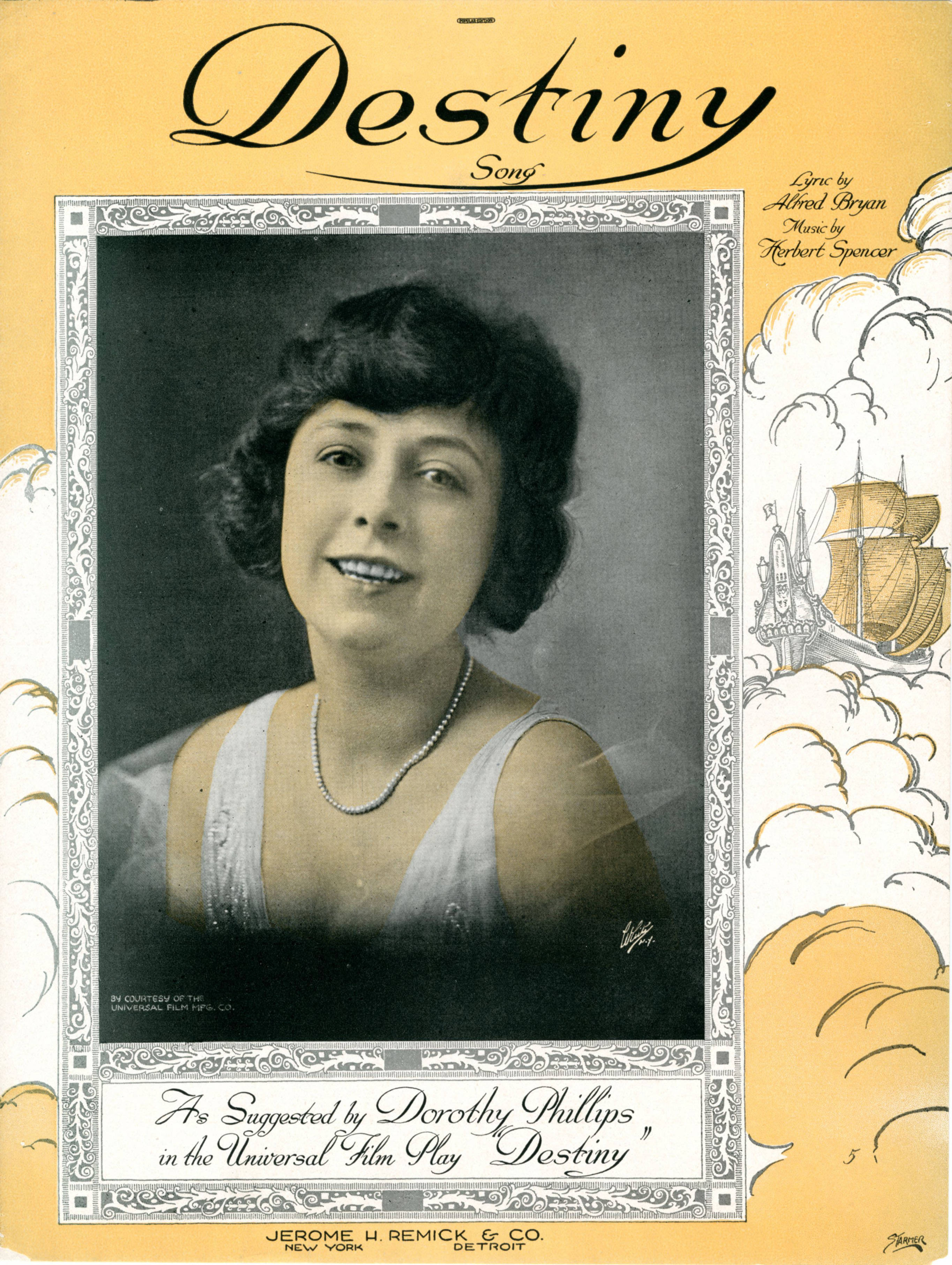 Sheet music cover - DESTINY - SONG (1919)