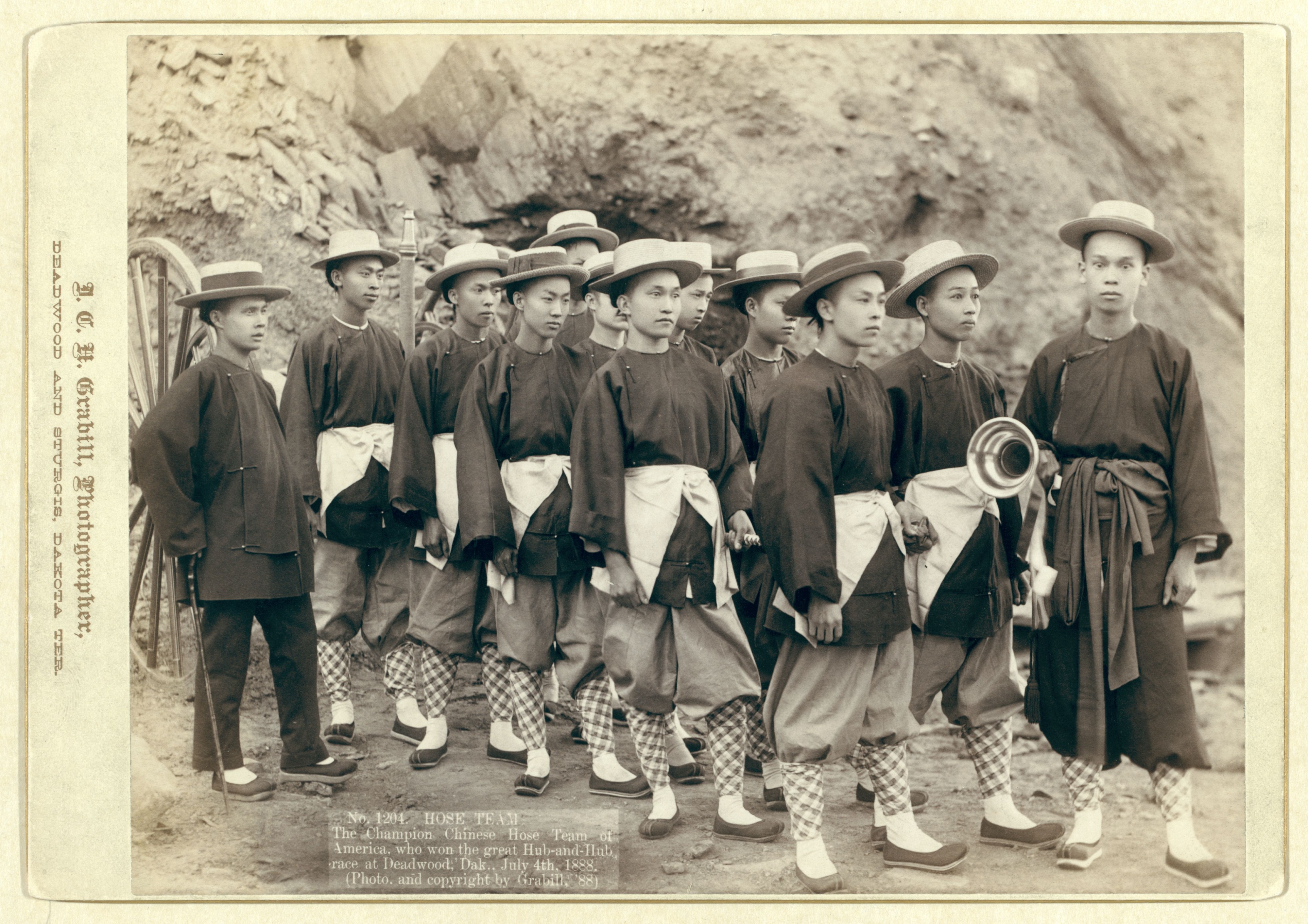 Grabill - The champion Chinese Hose Team of America, who won the great Hub-and-Hub race at Deadwood, Dakota, July 4th, 1888