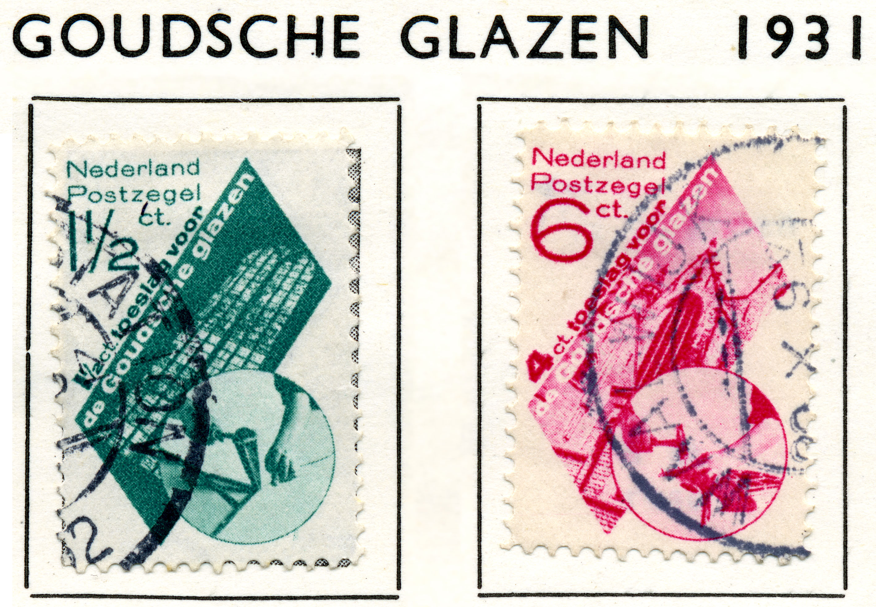 Postzegel 1931 goudse glazen