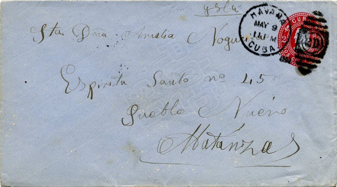 1899-Cuba-2c-StampedEnvelope-UsedMatanzas