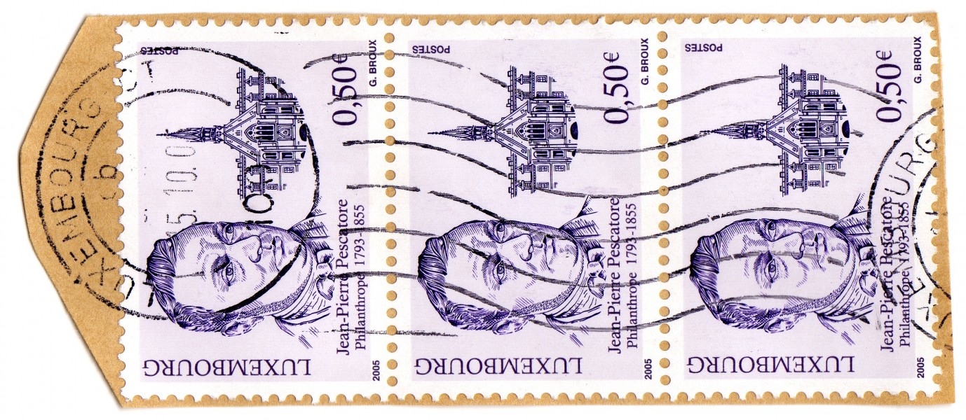 50 eurocent postage stamp of Luxembourg, 2005, motif- Jean-Pierre Pescatore, assented