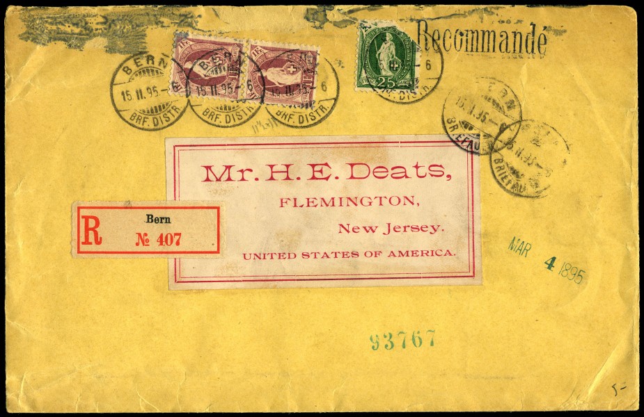 Cover Switzerland 1895 registered front