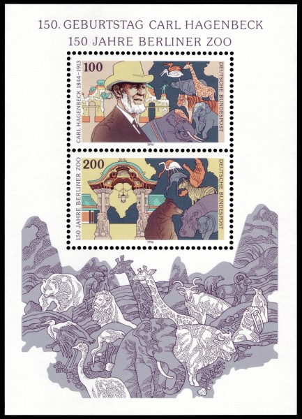 DBP 1994 Block 28 Carl Hagenbeck und Berliner Zoo