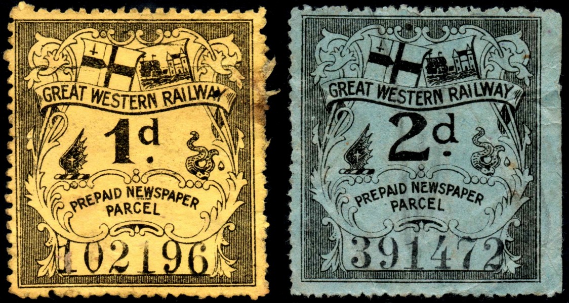 Great Western Railway prepaid newspaper parcel stamps