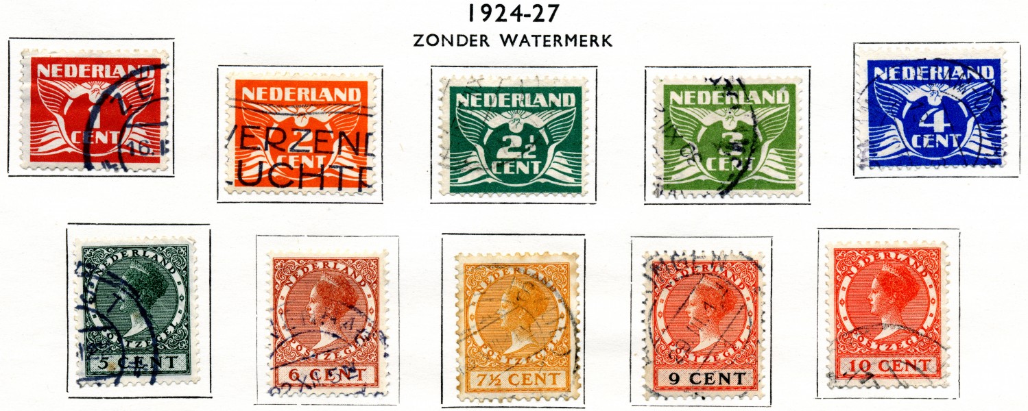 Postzegel 1924-27 z w 1-10 cent