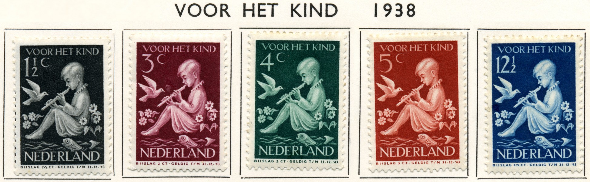 Postzegel NL 1938 nr313-317