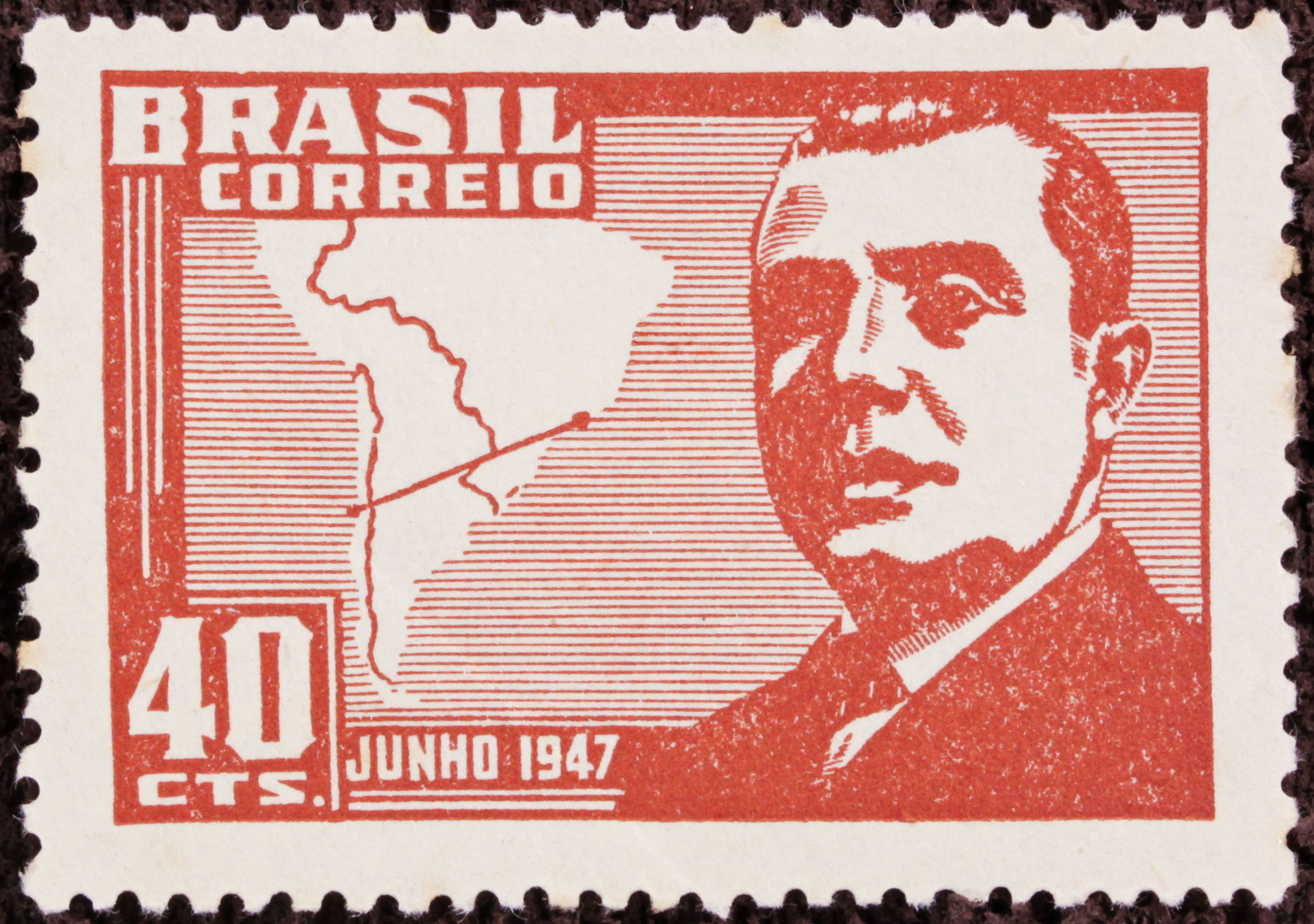 Selo Visita Presidente Videla Chile Castanho 1947