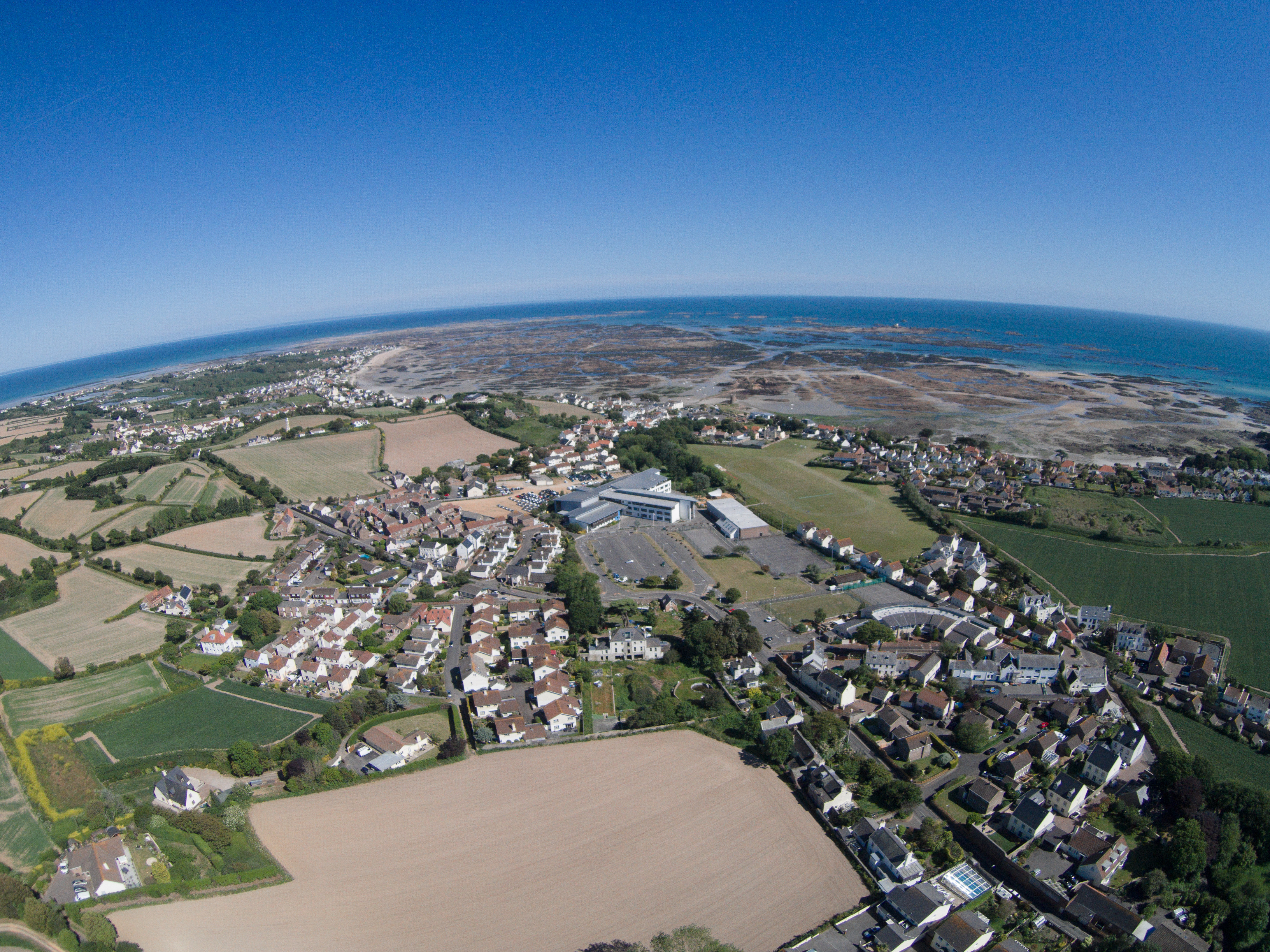 Aerial view of St Clement and Le Rocquier, Jersey