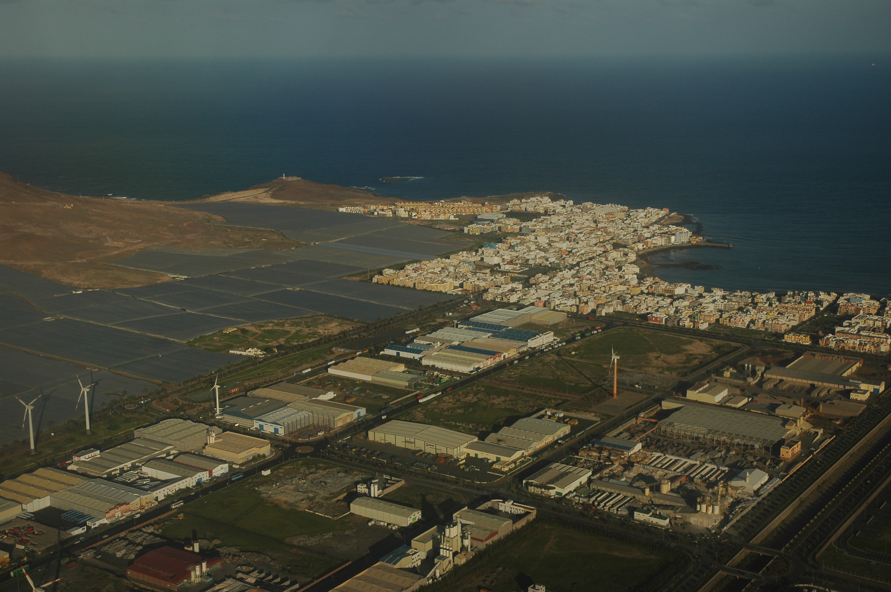 Arinaga Beach aerial view & part of industrial state-Gran Canaria