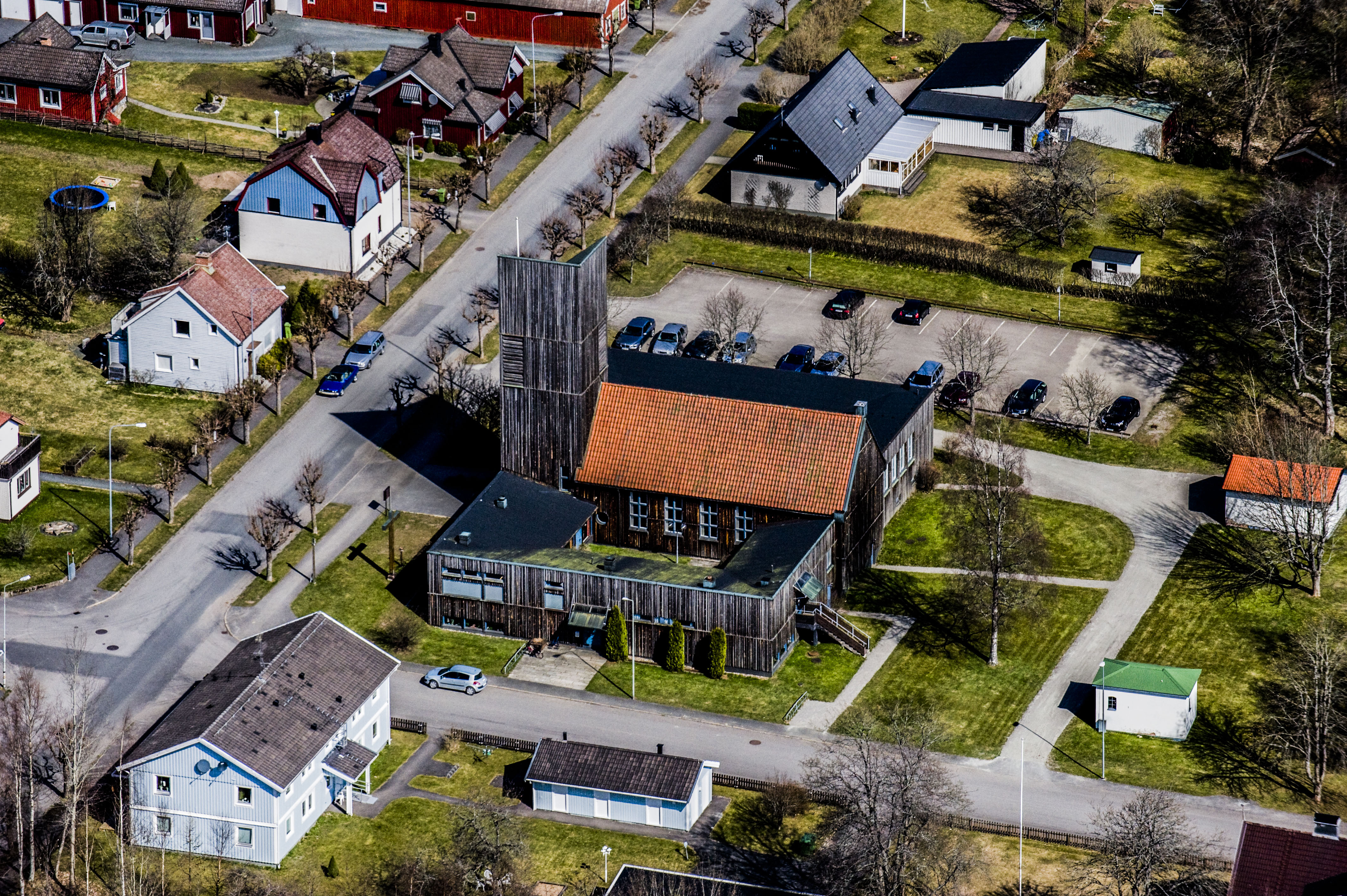 Bodafors kyrka från luften